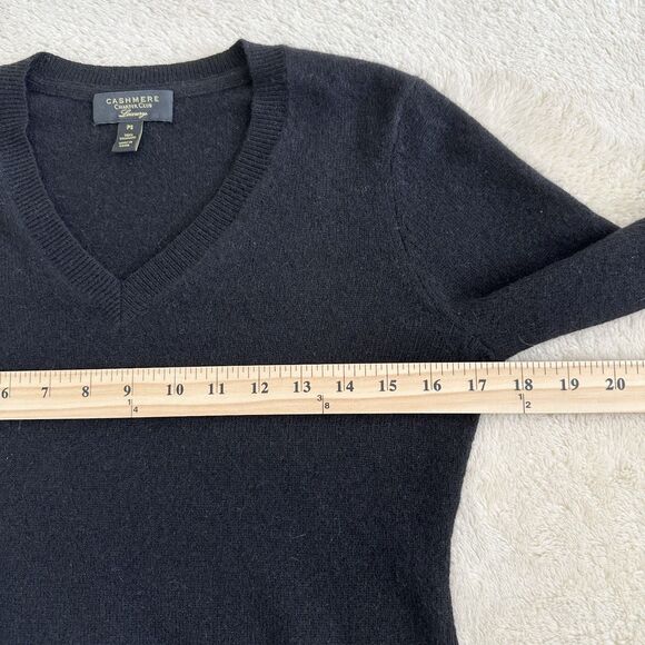 Charter Club Cashmere Sweater Size Petite Small Black V-Neck Pullover - Picture 6 of 8